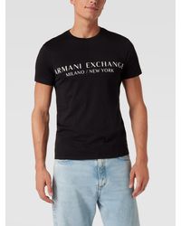 Armani Exchange Katoen T-shirt Met Grafische Print in het Zwart voor heren Heren Kleding voor voor Strandkleding voor Zwembroeken 
