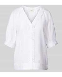 Copenhagen Muse - Regular Fit Blouse Met V-hals En Gehaakt Kant - Lyst