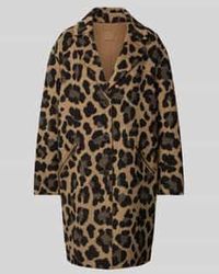 Marc Cain - Relaxed Fit Lange Wollen Jas Met All-Over Dierenprint - Lyst