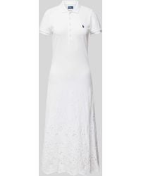 Polo Ralph Lauren - Midi-jurk Met Polokraag En Gebloemd Kant - Lyst