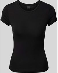 Gina Tricot - T-shirt Met Geribde Ronde Hals - Lyst