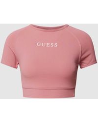 Guess - Cropped T-Shirt mit Label-Print Modell 'ALINE' - Lyst