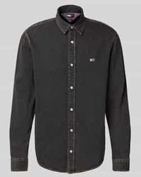 Tommy Hilfiger - Regular Fit Jeansoverhemd Van Viscose Met Labelstitching - Lyst