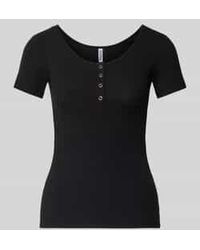 Pieces - T-shirt Met Ribstructuur, Model 'kitte' - Lyst