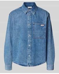 Calvin Klein - Regular Fit Jeansoverhemd Met Labelpatch - Lyst