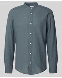 Only & Sons - Slim Fit Linnen Overhemd Met Opstaande Kraag - Lyst