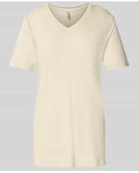 Soya Concept - T-Shirt Met Geribde V-Hals, Model 'Emel' - Lyst