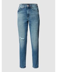 ONLY Used-Look-Jeans mit Label-Patch - Blau
