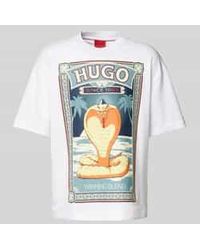 HUGO - T-Shirt Met Motief- En Labelprint, Model 'Dicobri' - Lyst
