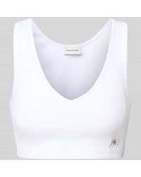 Calvin Klein - Bralette Mit Label-Patch Und V-Ausschnitt - Lyst