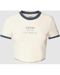 Guess - Cropped T-Shirt mit Statement-Print Modell 'SIGNATURE CROP TEE' - Lyst