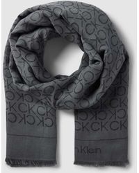 Calvin Klein - Schal mit Leinen-Anteil und Allover-Label-Muster - Lyst