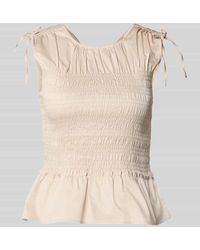 Comma, - Blusentop mit Smok-Details - Lyst