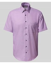 Eterna - Modern Fit Kurzarmhemd mit Knopfleiste - Lyst
