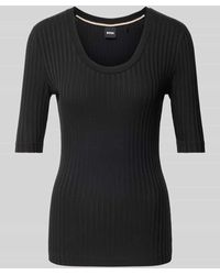BOSS - T-Shirt Mit Geripptem U-Boot-Ausschnitt - Lyst