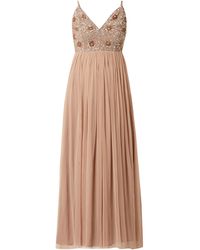 LACE & BEADS Abendkleid aus Tüll mit Pailletten - Natur