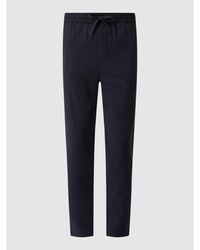Only & Sons Cropped Tapered Fit Jogpants mit Leinen-Anteil Modell 'Linus' - Blau
