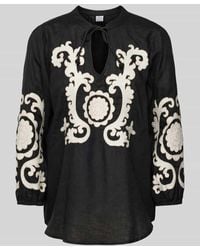 Emily Van Den Bergh - Bluse aus Leinen mit Tunikakragen - Lyst