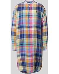Polo Ralph Lauren - Hemdblusenkleid aus Leinen mit Label-Stitching - Lyst