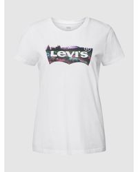 Levi's T-Shirt mit Label-Print Modell 'Open' - Weiß