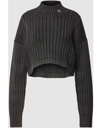 Calvin Klein - Korte Gebreide Pullover Met Labelstitching - Lyst