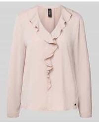 Marc Cain - Regular Fit Blouse Met V-Hals En Volants - Lyst