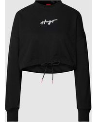 HUGO - Kort Sweatshirt Met Labelprint - Lyst