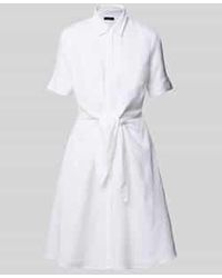 Ralph Lauren - Knielange Linnen Jurk Met Knoopdetail - Lyst