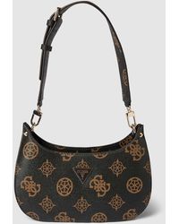 Guess - Handtasche mit Allover-Label-Print Modell 'MERIDIAN MINI' - Lyst