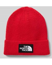 The North Face - Beanie in Strick-Optik mit Logo-Patch Modell 'Box' - Lyst