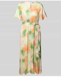 MORE&MORE - Midi-jurk Met Druppelvormige Hals En Strikceintuur - Lyst