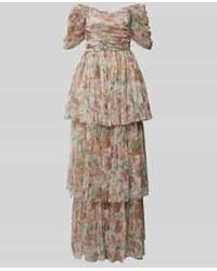 LACE & BEADS - Avondjurk Met Smokdetail - Lyst