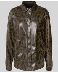 Marc Cain - Jacke in Leder-Optik mit Umlegekragen und Eingrifftaschen - Lyst