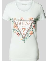 Guess - T-Shirt mit Motiv- und Label-Print Modell 'TRIANGLE FLOWERS' - Lyst