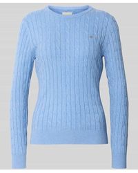 GANT - Pullover mit Zopfmuster und Logo-Stitching - Lyst