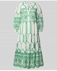 Apricot - Tuniekjurk Met Volantzoom En Korte Knoopsluiting - Lyst