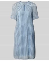 Comma, - Knielanges Kleid Mit Schlüsselloch-Ausschnitt - Lyst