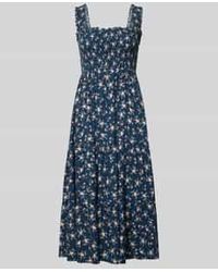 Apricot - Midi-Jurk Met Ruches En Vierkante Hals - Lyst