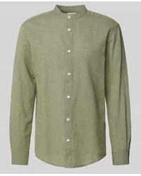 Only & Sons - Slim Fit Linnen Overhemd Met Opstaande Kraag - Lyst