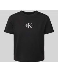 Calvin Klein - T-Shirt Mit Label-Stitching Und Rundhalsausschnitt - Lyst
