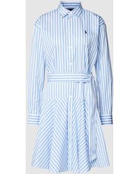 Polo Ralph Lauren - Blusenkleid mit Streifenmuster und Logo-Stitching - Lyst