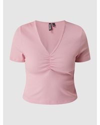 Pieces T-Shirt mit Rippenstruktur Modell 'Taya' - Pink