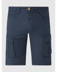 Solid Regular Fit Shorts aus Leinen-Baumwoll-Mix Modell 'Povl' - Blau