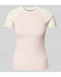 Guess - T-shirt Met Geribde Ronde Hals - Lyst