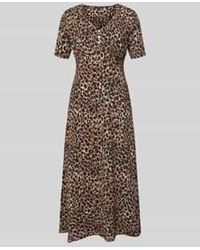 Zero - Midi-Jurk Met V-Hals En Korte Knoopsluiting - Lyst