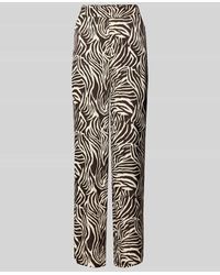 MORE&MORE - Relaxed Fit Stoffhose aus reiner Viskose mit Allover-Animal-Print - Lyst