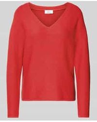 S.oliver - Comfort Fit Gebreide Pullover Van Katoenmix Met V-hals - Lyst