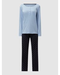 CALIDA Modern Fit Pyjama aus Supima-Baumwolle Modell 'Night Lovers' - Blau