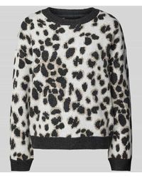 Pieces - Regular Fit Strickpullover Mit Animal-Print Modell 'Nana' - Lyst