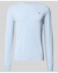 GANT - Strickpullover aus reiner Lammwolle mit gerippten Abschlüssen - Lyst
